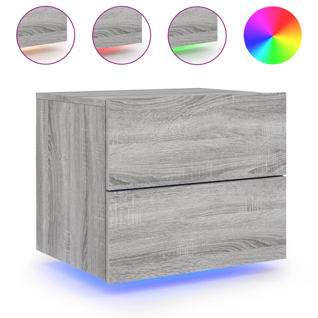 Vidaxl Mesita de Noche de Pared con Luces LED - Blanco