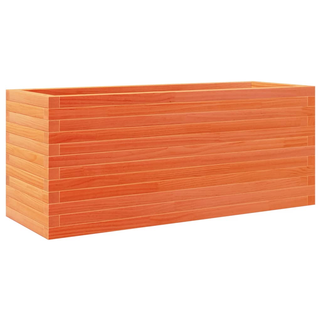 vidaXL Jardinera de madera maciza de pino 110x40x46 cm Color Pino natural, Blanco, Marrón cera y mas