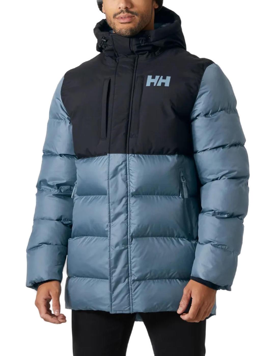 Chaqueta Helly Hansen Puffy azul y negro capucha para hombre