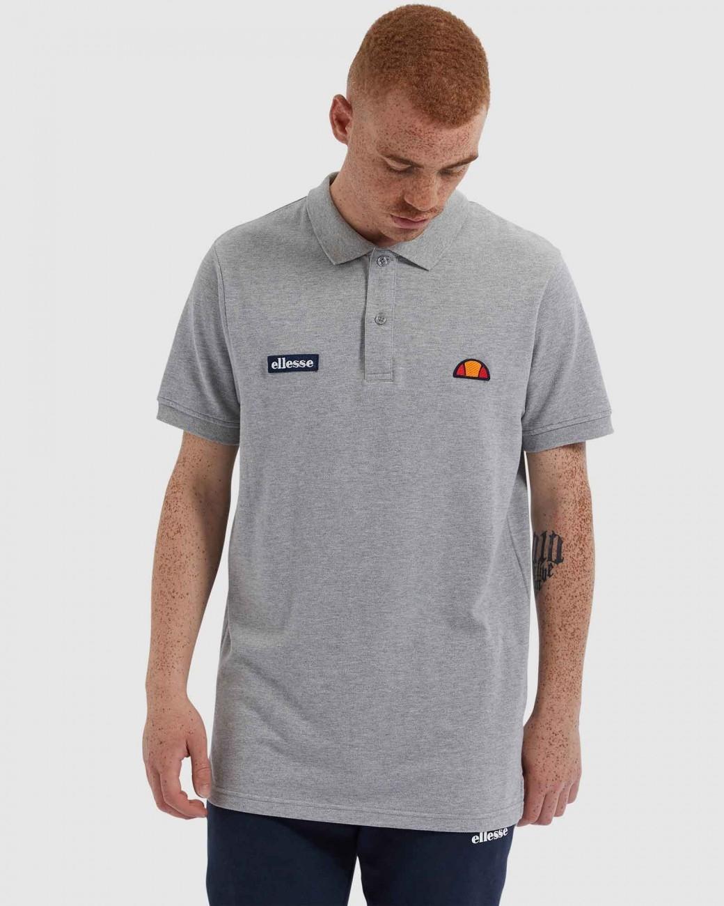 Ellesse Polo Piqué Gris con Detalles Bordados para Hombre