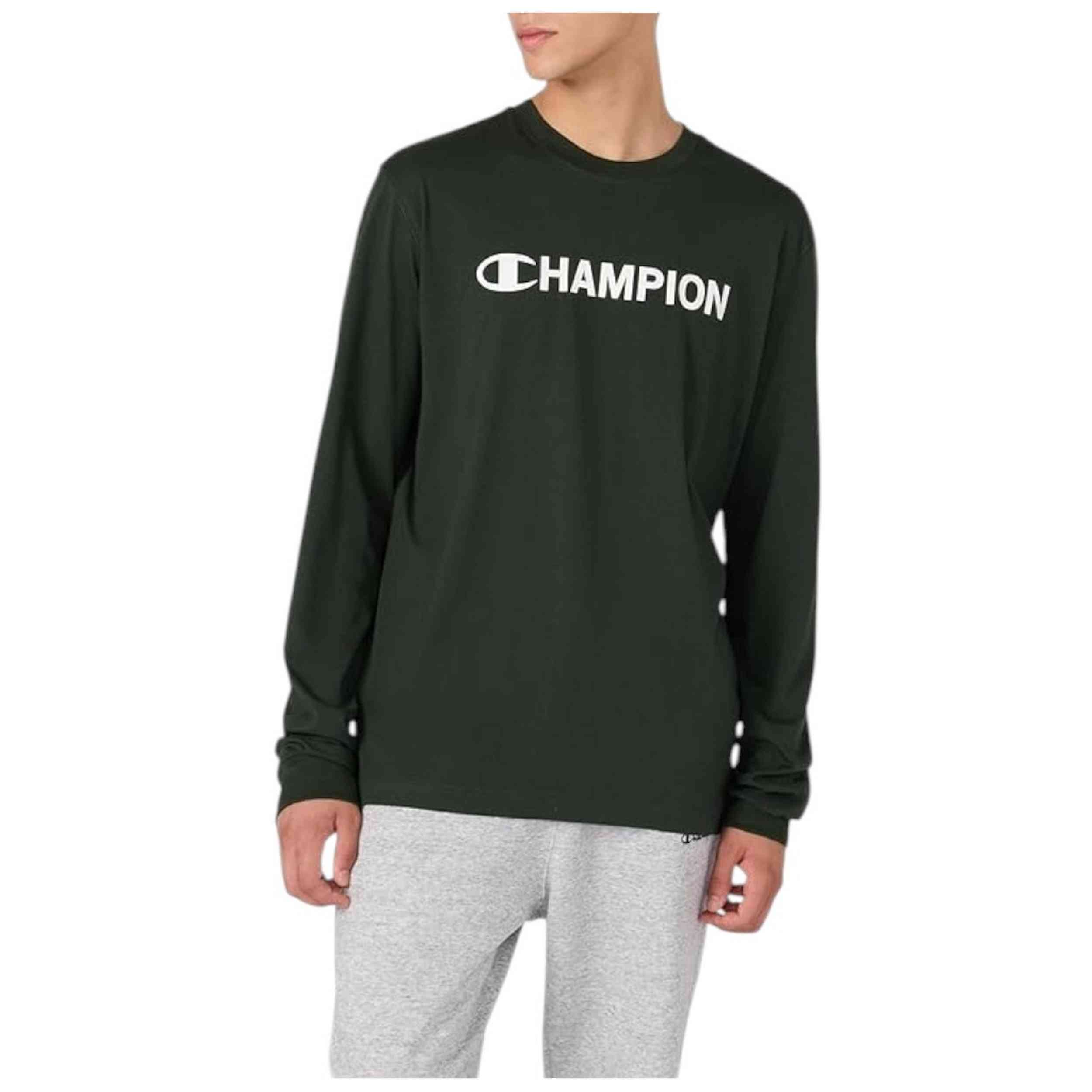 Camiseta De Manga Larga Champion modelo 221652-GS586 para Hombre en color Verde