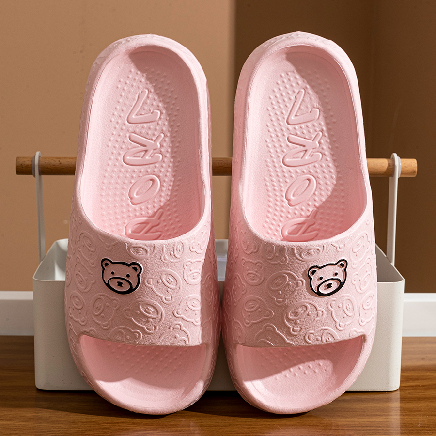 TK Zapatillas De Mujer Estilo Cartoon Oso Imprimido Cómodas Para Verano Interior Antideslizantes Para Baño Y Exterior Zapatos De Pareja Casual