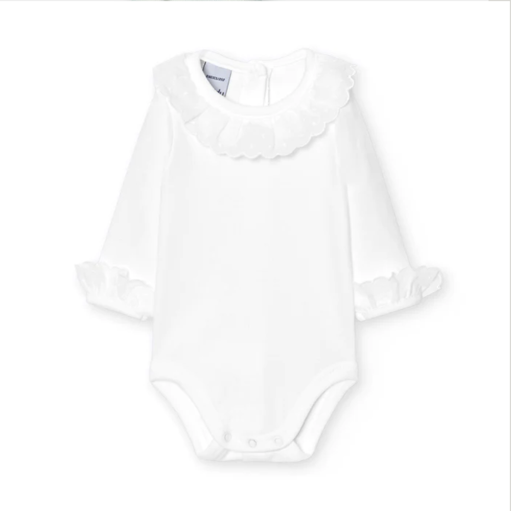 Body babidu con cuello y puños puntilla de plumeti