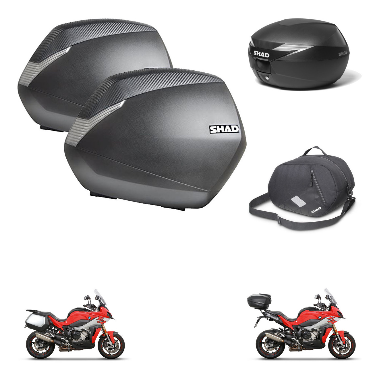 Baul Trasero + Maletas Laterales + Bolsa Interna + Herraje Montaje + Herraje 3P Sh36 Sh 36 Sh39 Sh 39 KIT-247113