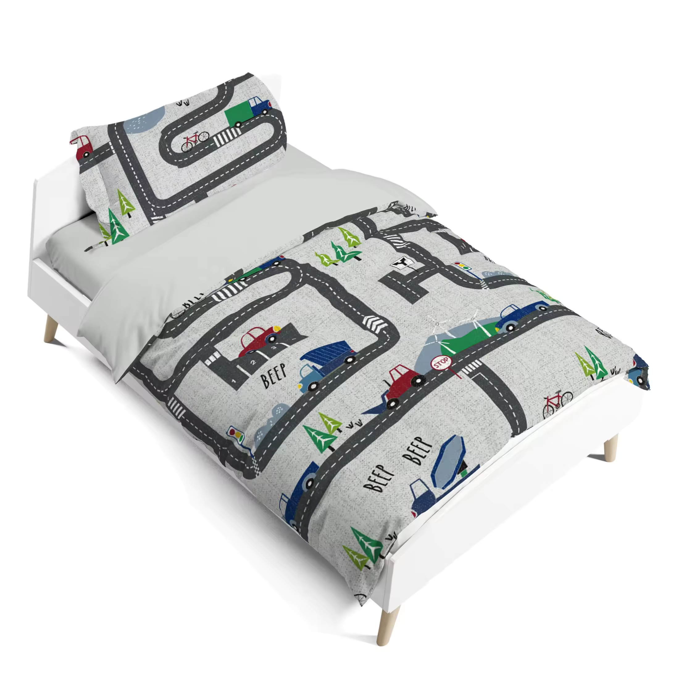 TK Funda Nórdica Infantil para Cama 3 Piezas - Incluye Fundas Poliéster Nórdico, sábana bajera para colchon de hasta 20cm, 1 Fundas de Almohada,con Patrón Moderna de Poliéster Muy Suave Transpirable