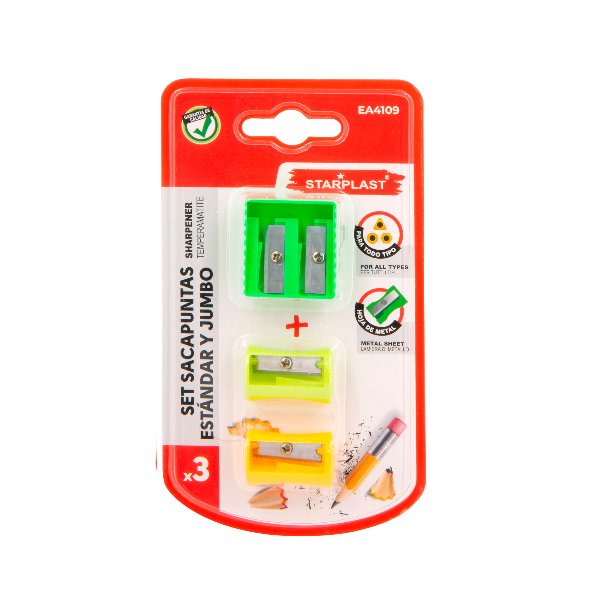 Sacapuntas de Plástico y Acero Doble Colores Surtidos Starplast