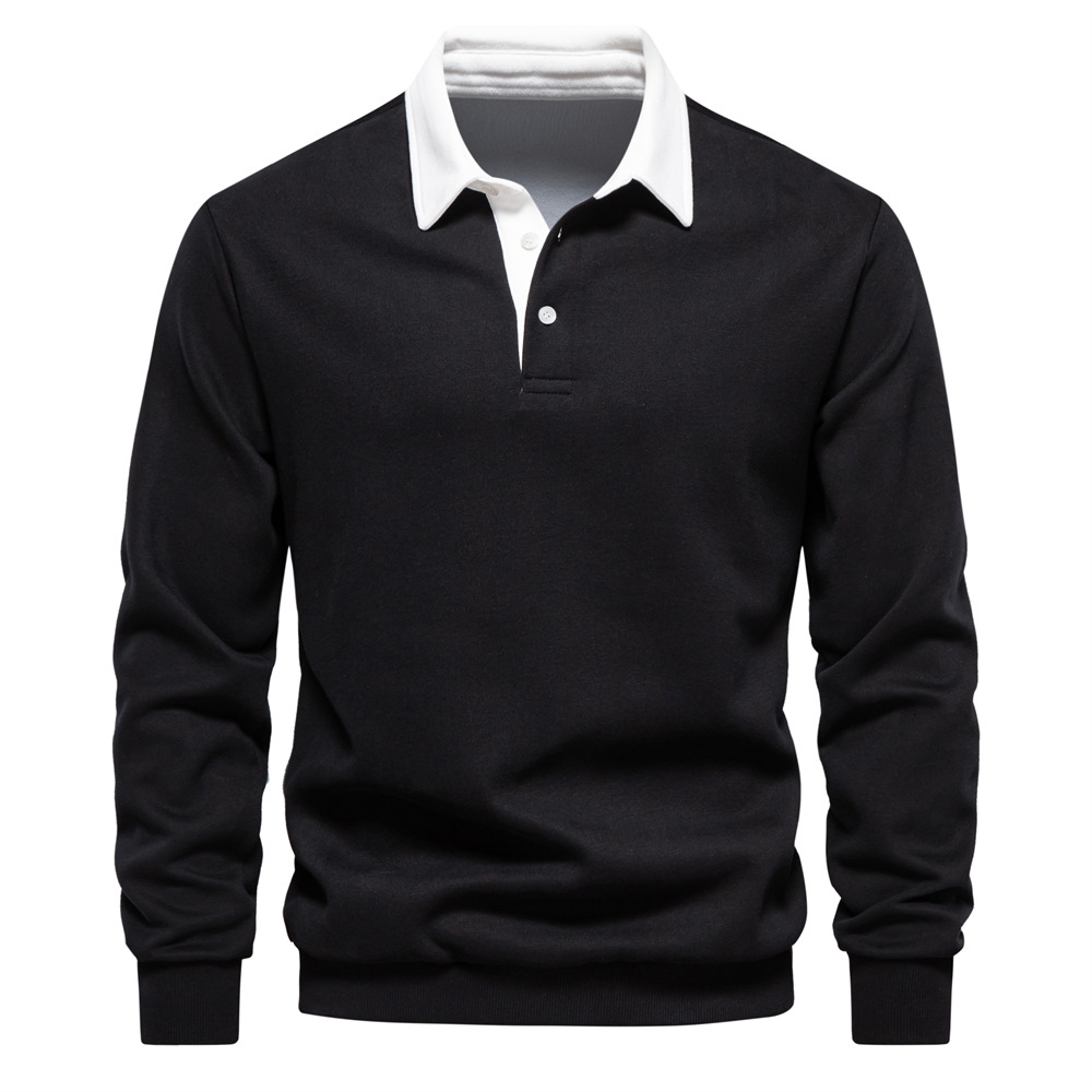 TK Sudadera de manga larga con cuello tipo Polo para hombre, sudadera moderna de talla europea, informal, versátil, de alta calidad, novedad de Otoño de 2024