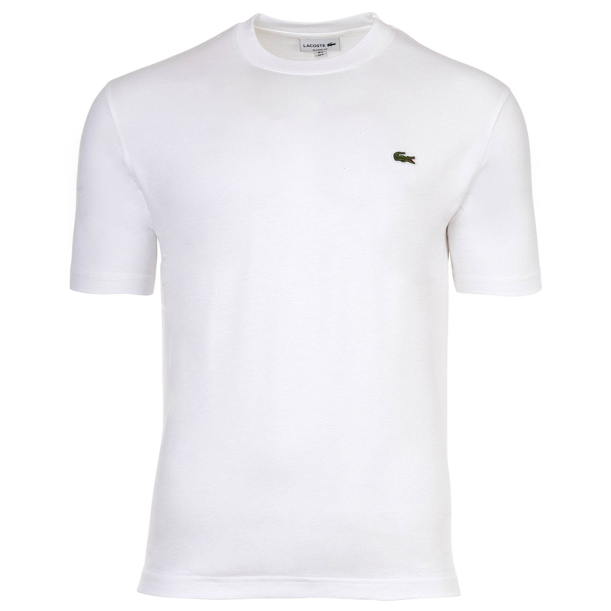 LACOSTE Camiseta de hombre, cuello redondo - Corte clásico, algodón, logotipo, liso