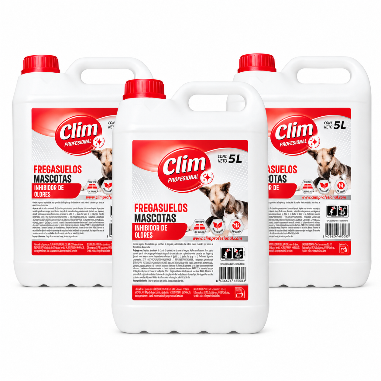 Caja 15L Fregasuelos mascotas con acción reforzada Clim Profesional 3x5L