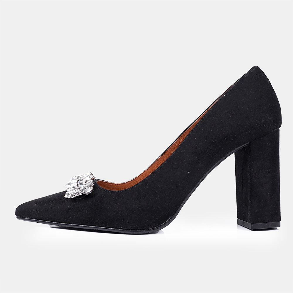 1990s Zapatos de Tacón Alto de Ante con Piedras Brillantes para Fiesta