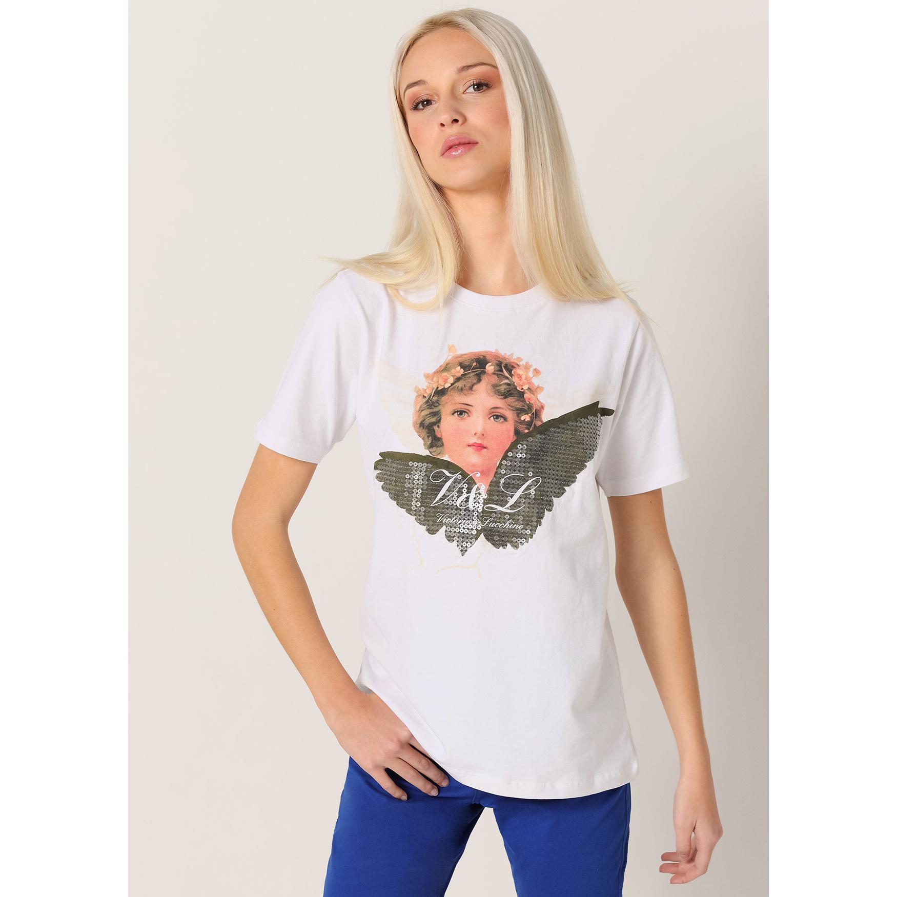 Victorio & Lucchino - Camiseta de manga corta con angel lentejuelas
