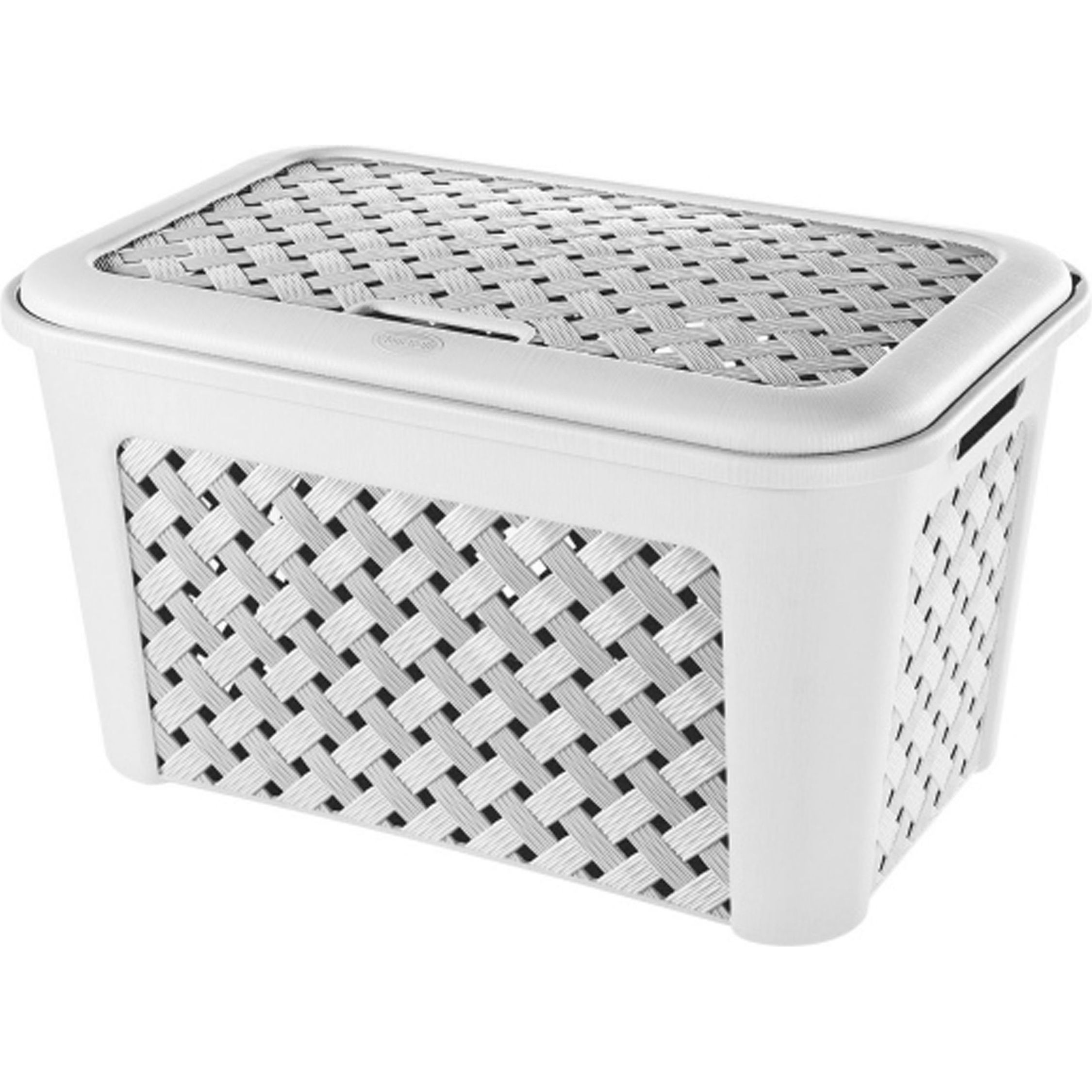 Tontarelli - Cesta Ropa con Tapa 48-3L Blanco - Práctica y Funcional, Organización Eficiente, Espaciosa y Resistente, Estilo Moderno