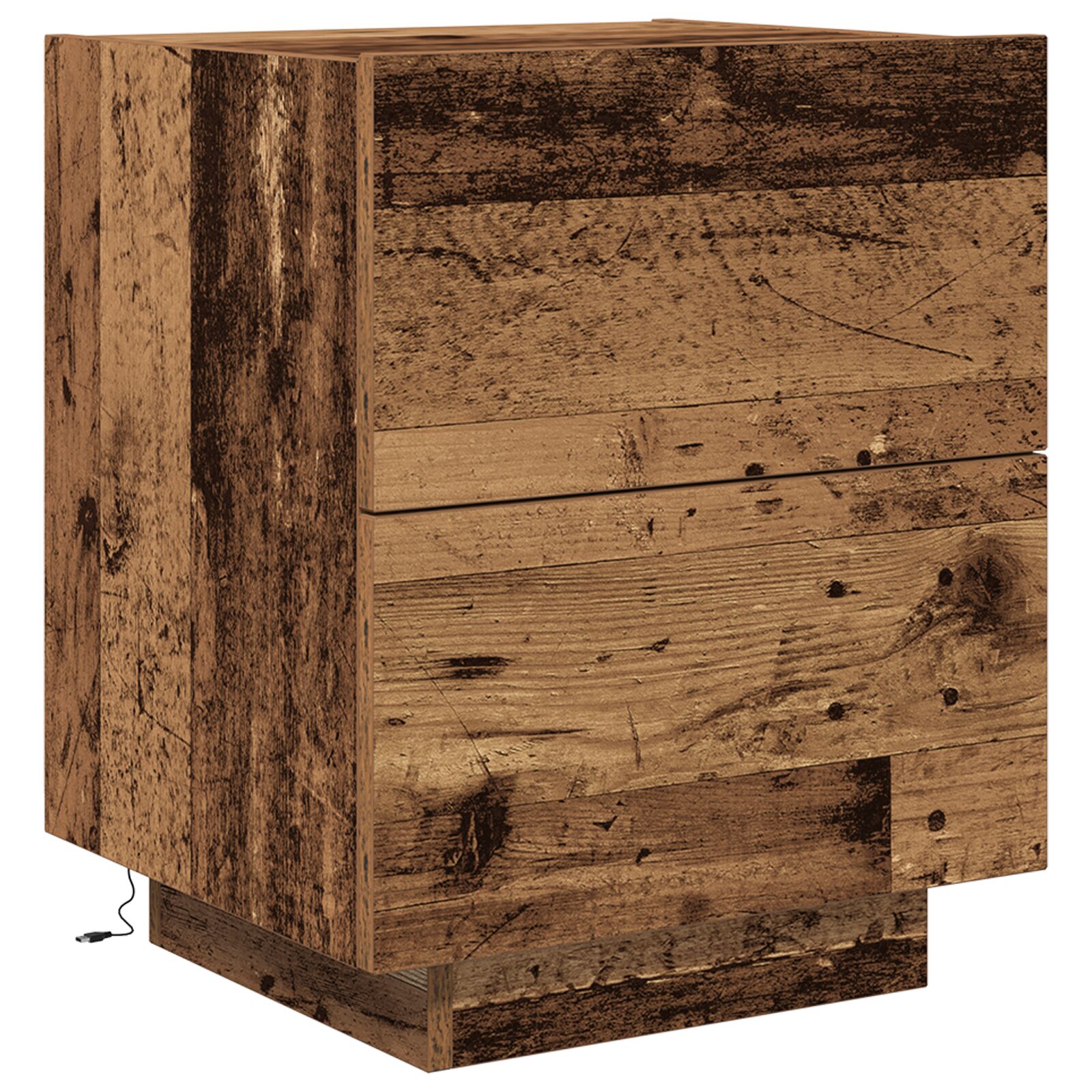 Cabinet de Noche vidaXL con Luces LED Madera Vieja 45x40x55 cm