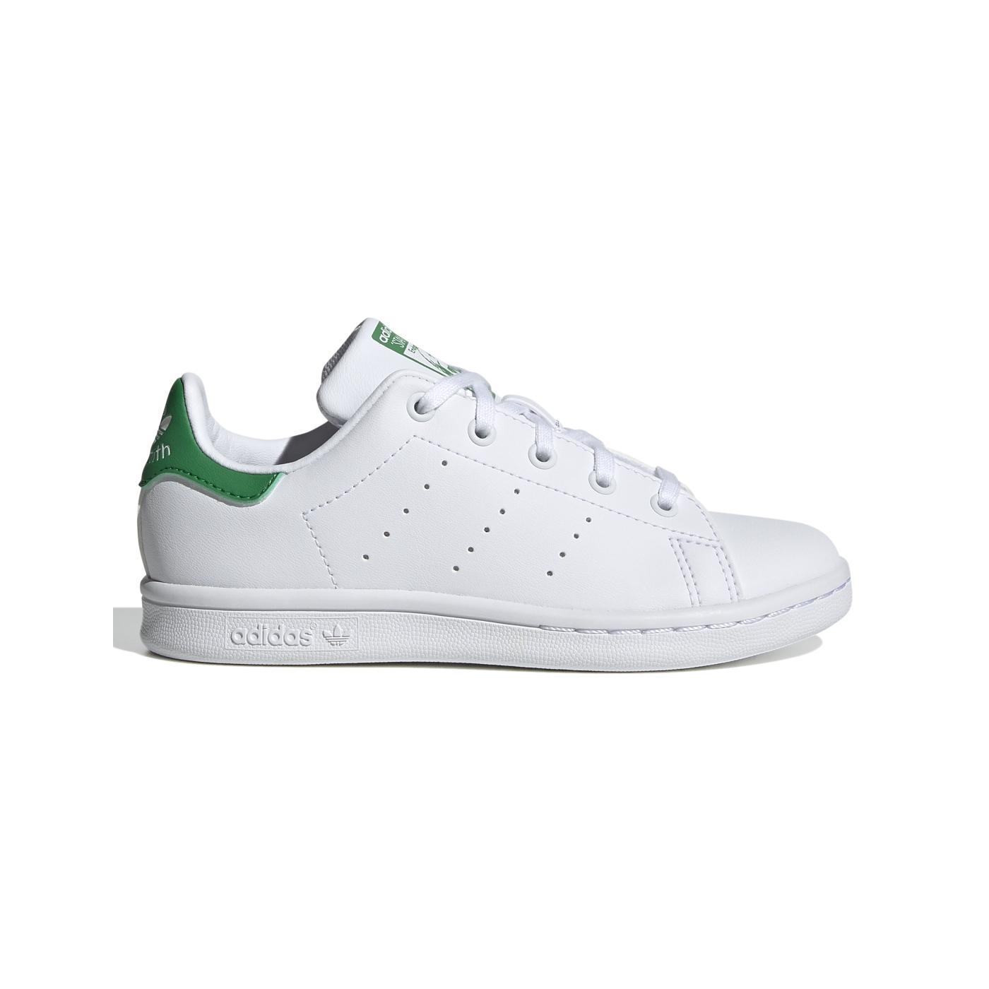 zapatillas adidas stan smith c blanco verde de niño.