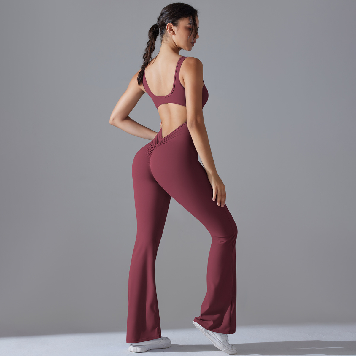 TK 2025 Nueva Belleza ealda de una Pieza melalgodón Elevación Deporte entrenamiento ropa Pantones acampanados mono de Yoga