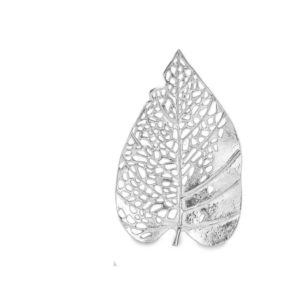 Factory Cuadros - Hoja Metal Kaiku 40cm Plata Decoración - Centro de Mesa Decorativo
