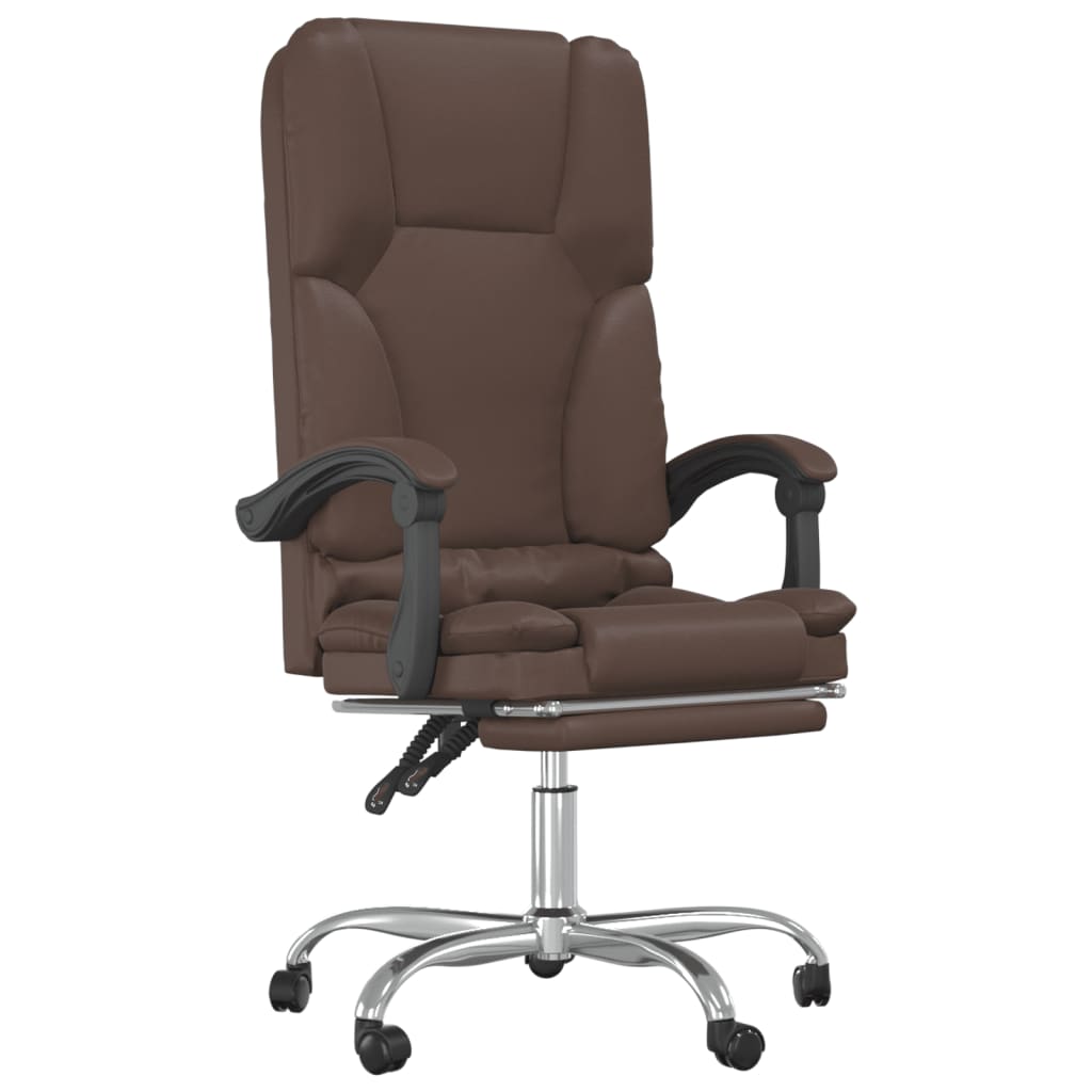 vidaXL Silla de Oficina Reclinable Masaje Asiento de Escritorio Cuero Sintético