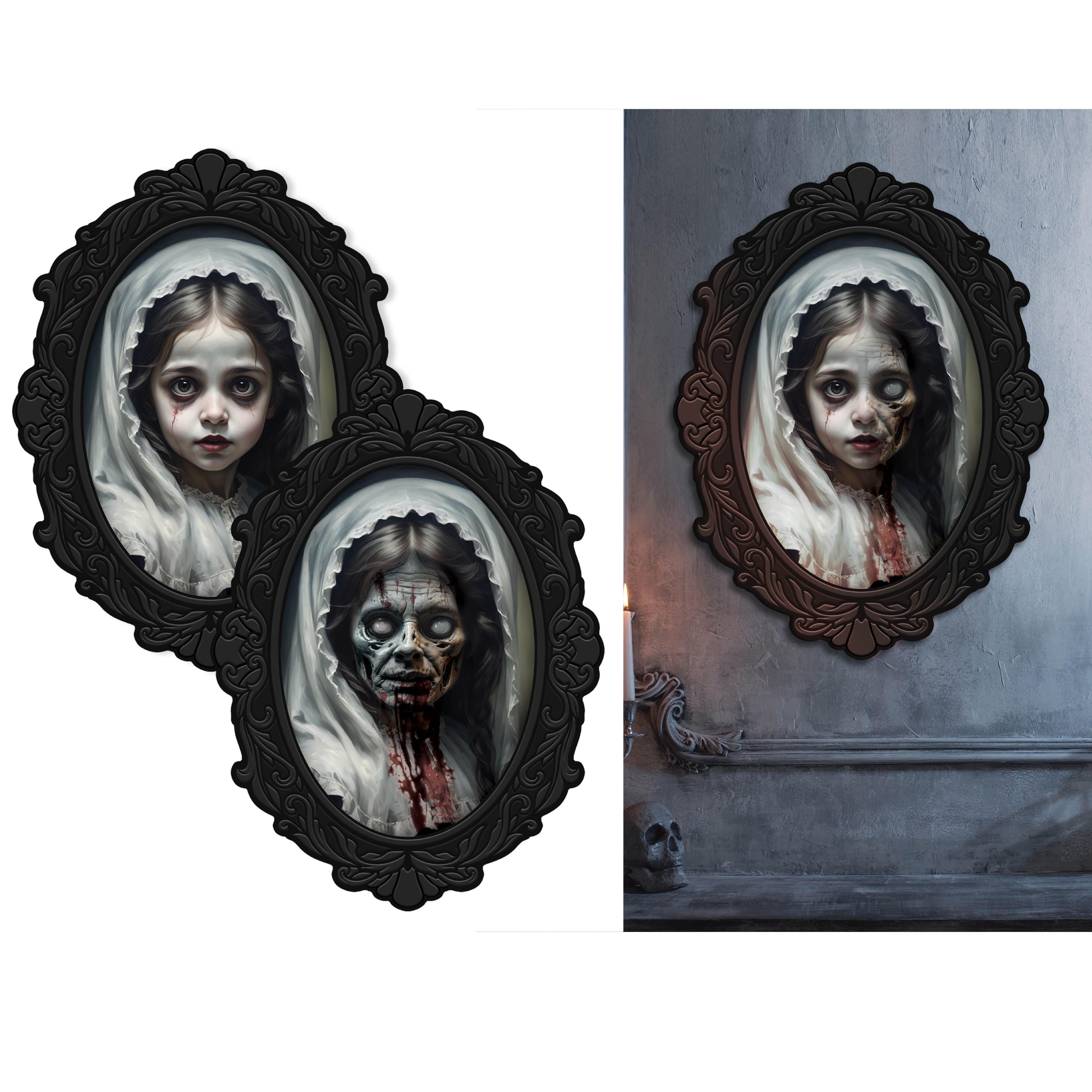 GUIRCA | Cuadros Decorativos de Terror para Halloween, Marcos Góticos con Retrato Escalofriante, Decoración de Pared para Fiestas Temáticas y Carnaval