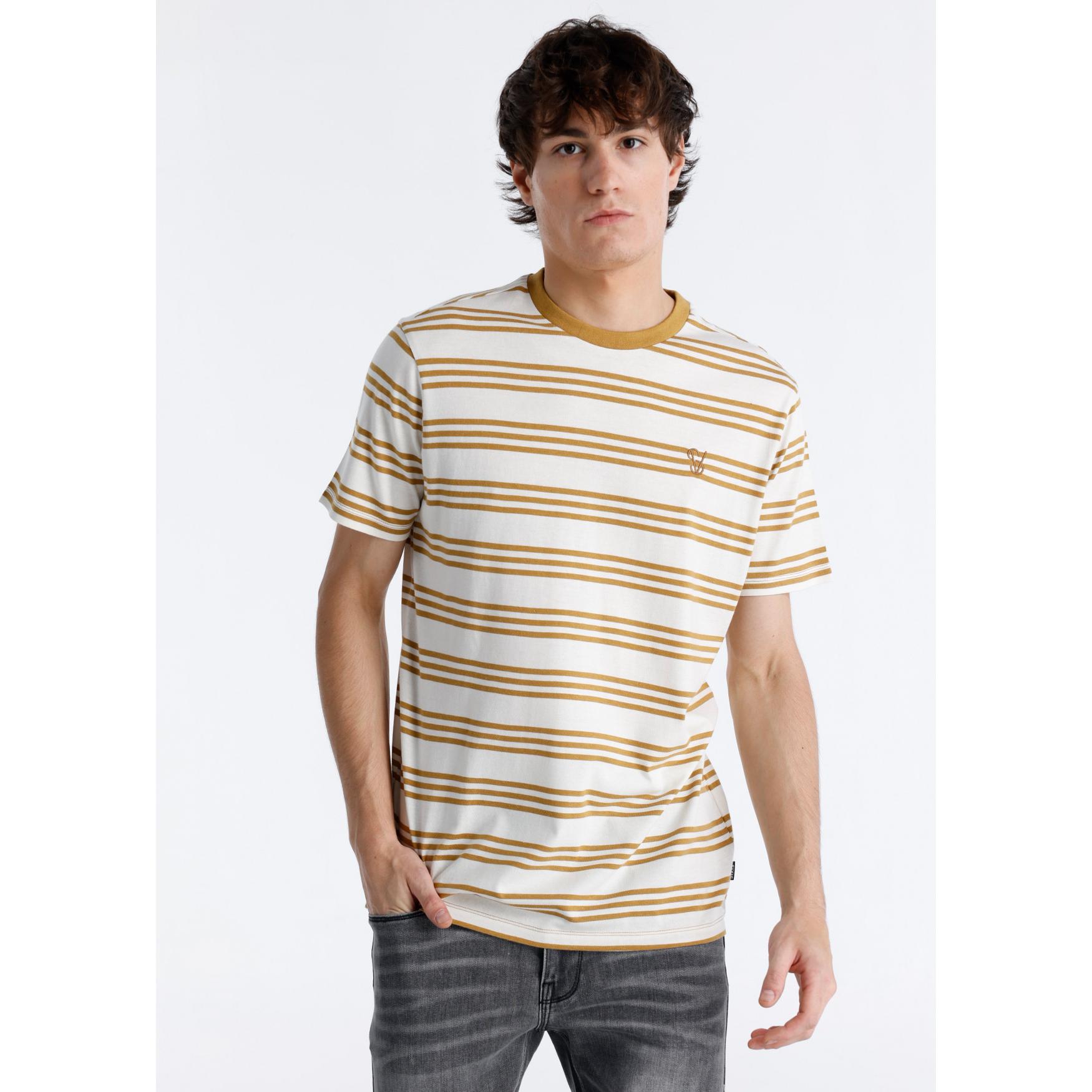 SIX VALVES - Camiseta Rayas Modal Marrón
