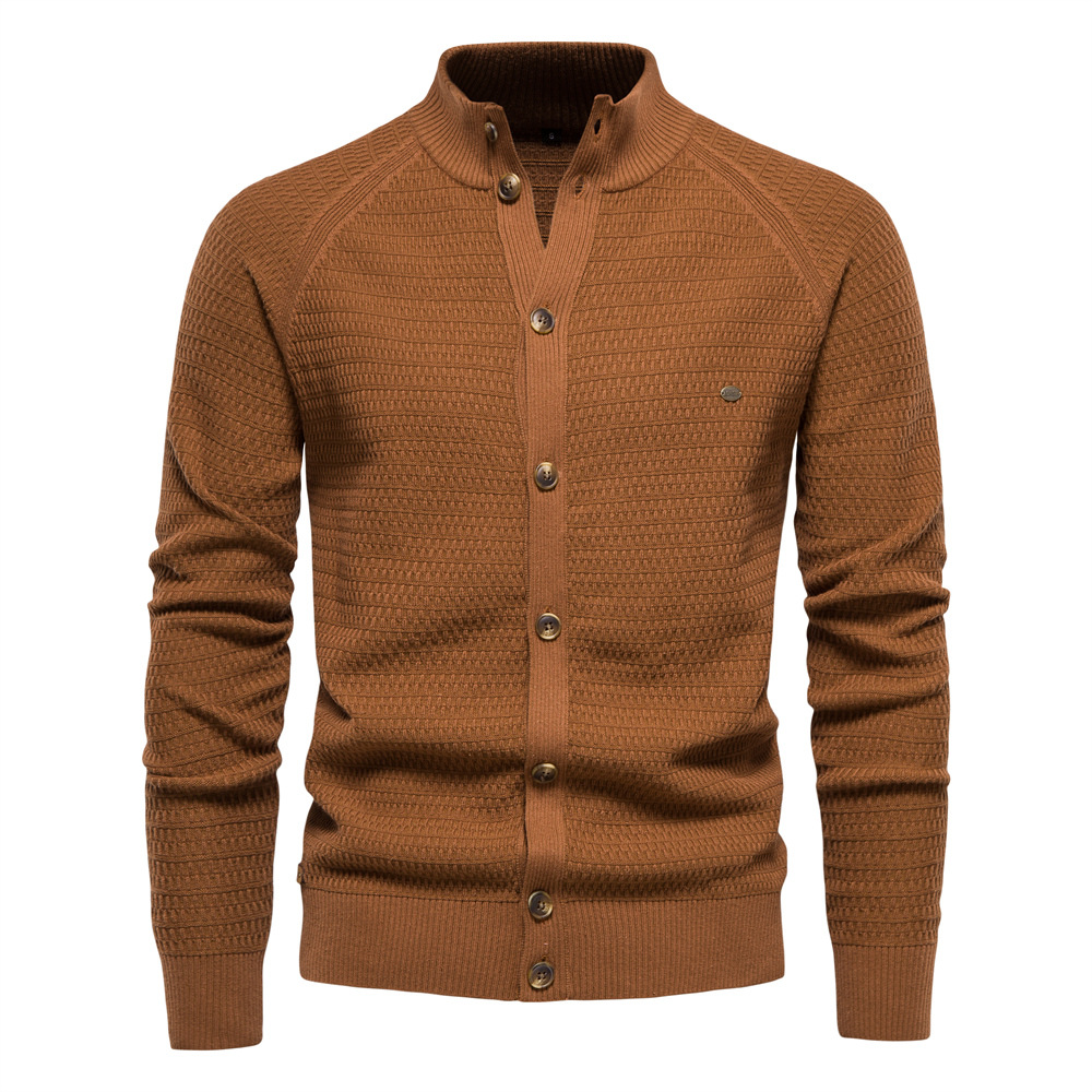 TK Cárdigan de color liso para otoño/invierno, suéter de hombre, suéter de negocios, prenda de punto