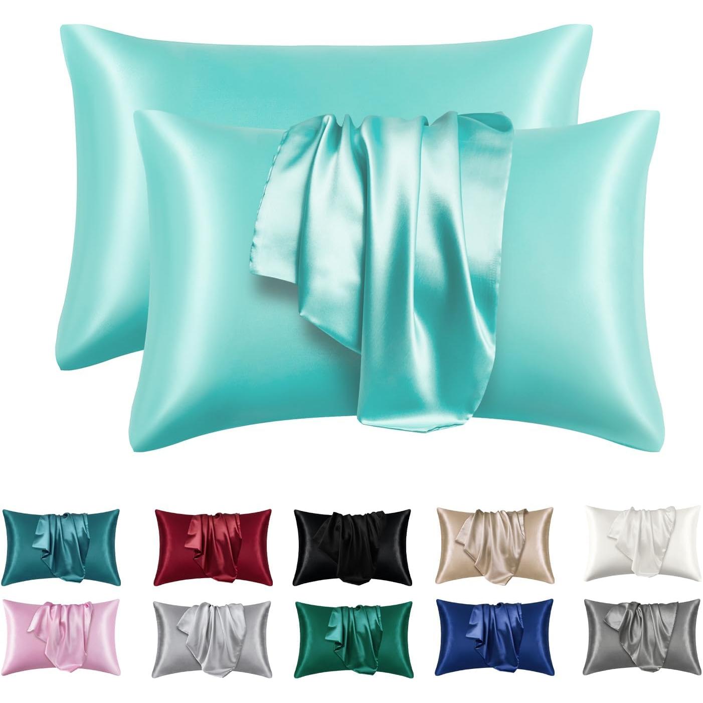 Om Home 2pcs Fundas De Almohada De Satén Seda Para Cabello Y Piel Coral Tamaño Estándar Super Suaves Fundas De Almohada Poliéster Sin Estampado Proveniente De Mainland China