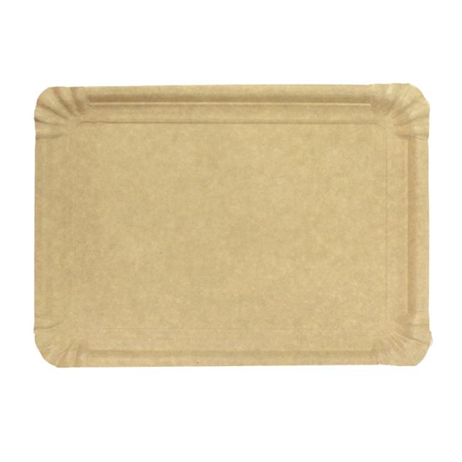 MONOUSO | Bandeja de Cartón Rectangular Kraft 16x22cm (100 Uds)