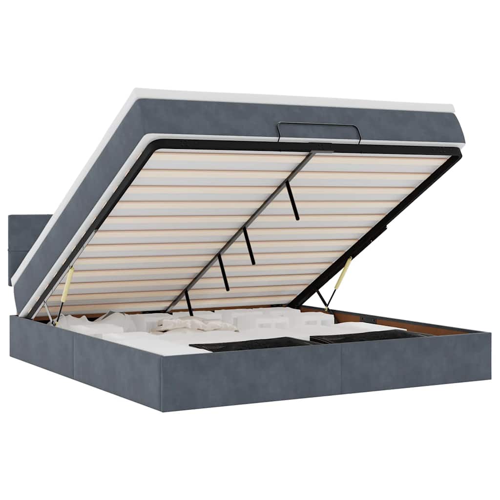 vidaXL Estructura cama otomana con colchón gris oscuro 160x200 cm