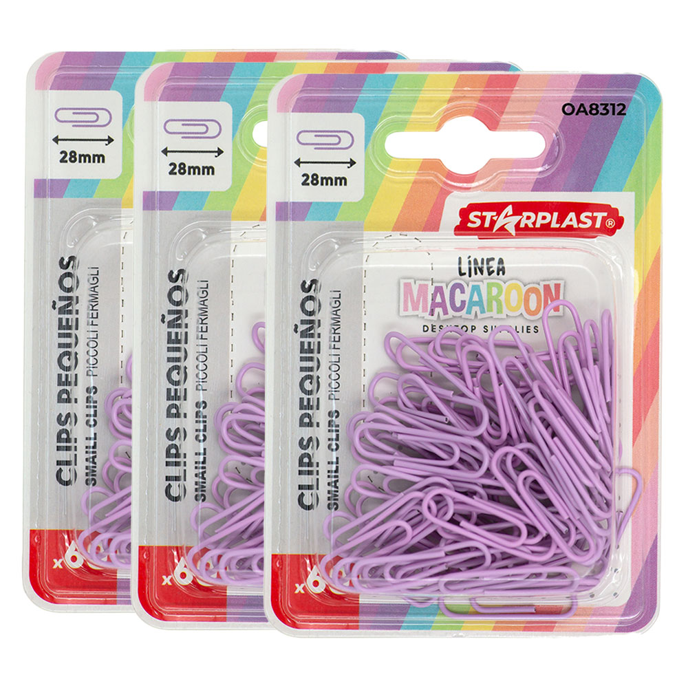 Starplast set pack clips pequeños y grandes - metálicos, color pastel, 28mm, 50 mm, accesorio, organización, escritorio hogar, oficina, escolar, azul, rosa, turquesa, ahorro, sujeción, documentos, papeles, hojas, unir, pinza