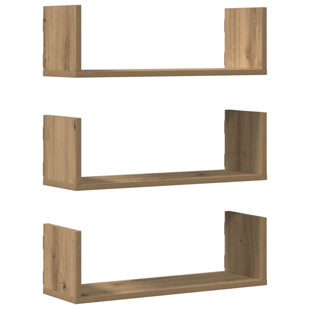 vidaXL Estantes de pared 2 uds madera ingeniería 58x18x18 cm Multicolor