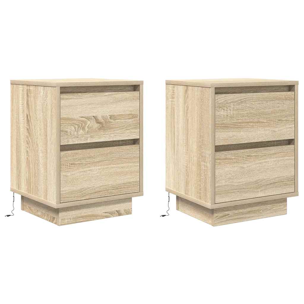 vidaXL Mesillas de noche con luces LED 2 uds  38x34x50 cm Multicolor