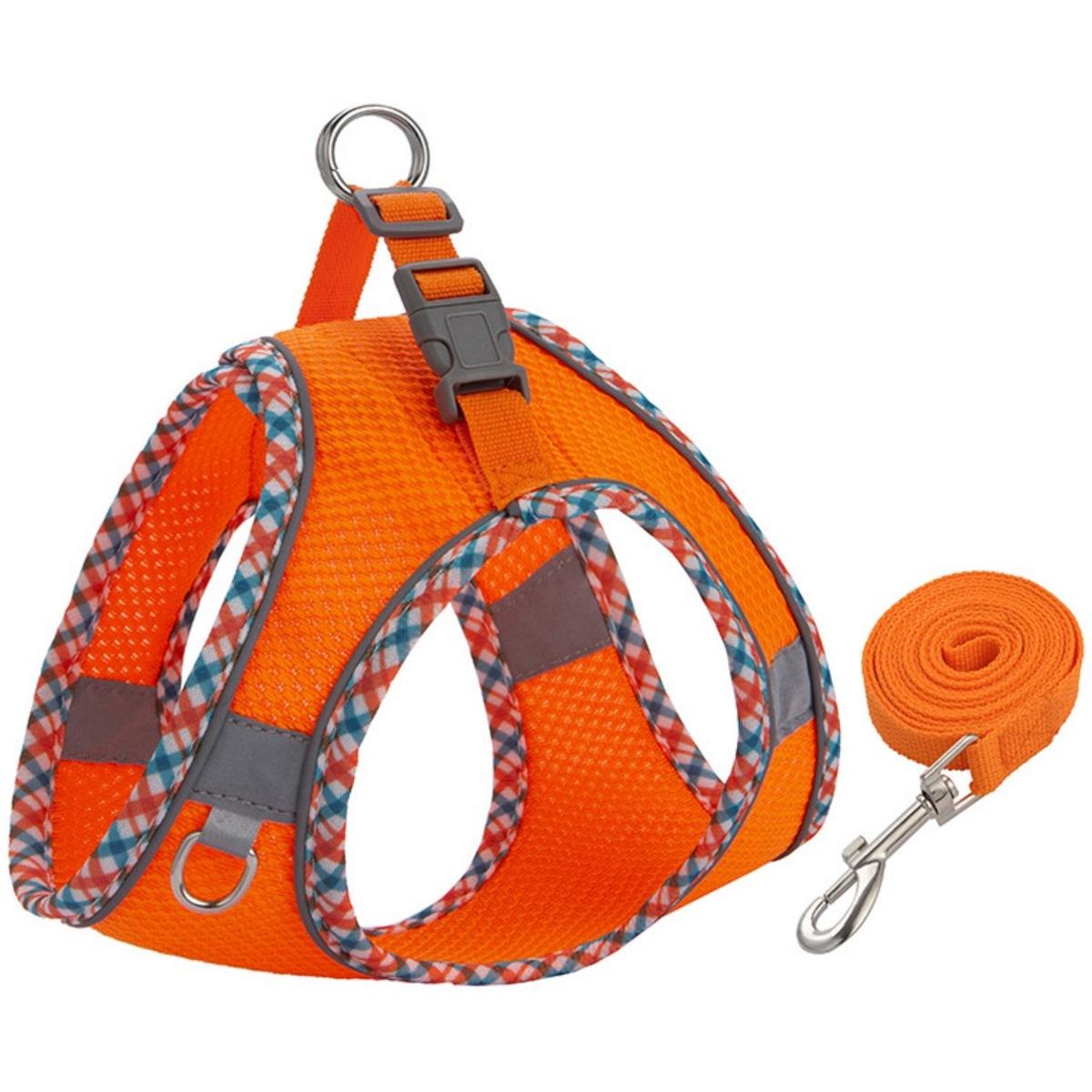 Om Home Arnés para gatos - Arnés para perros pequeños - Correa antiescape - Arnés ajustable para gatos - Chaleco reflectante de algodón transpirable a cuadros - Conjunto de arnés y correa de seguridad - Arnés para gatos - XXS