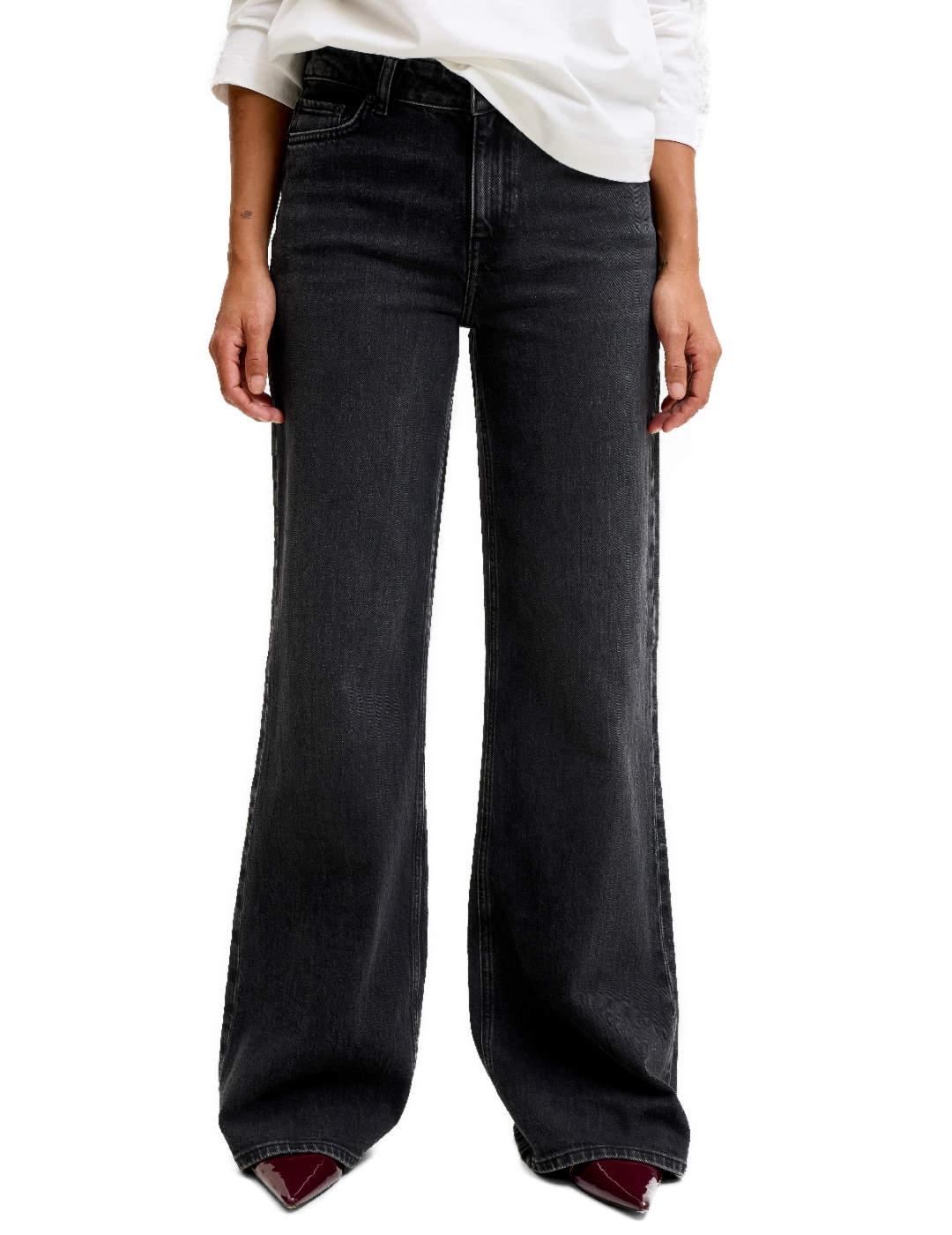 Vaquero JJXX Rome Flared corte wide leg  negro de mujer
