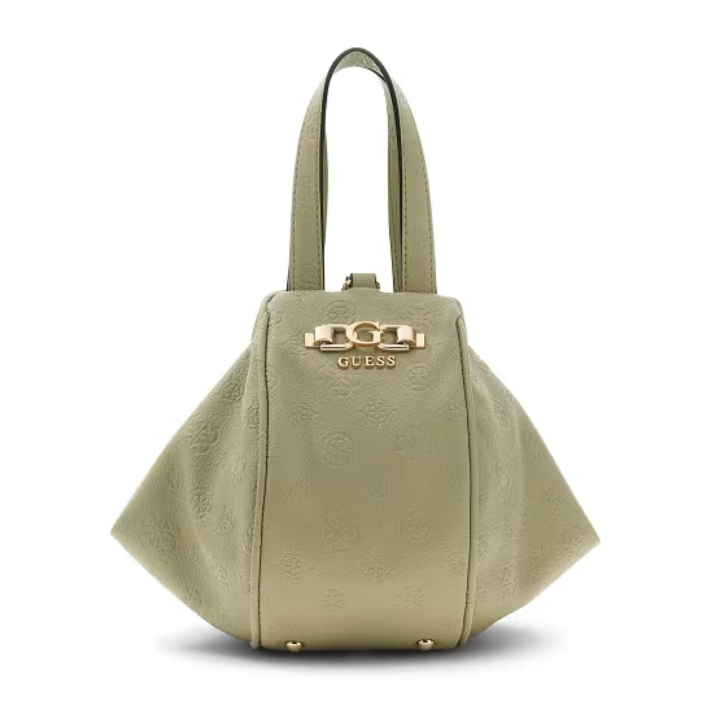 Bolso Guess Anise Top verde logo bombonera de mujer