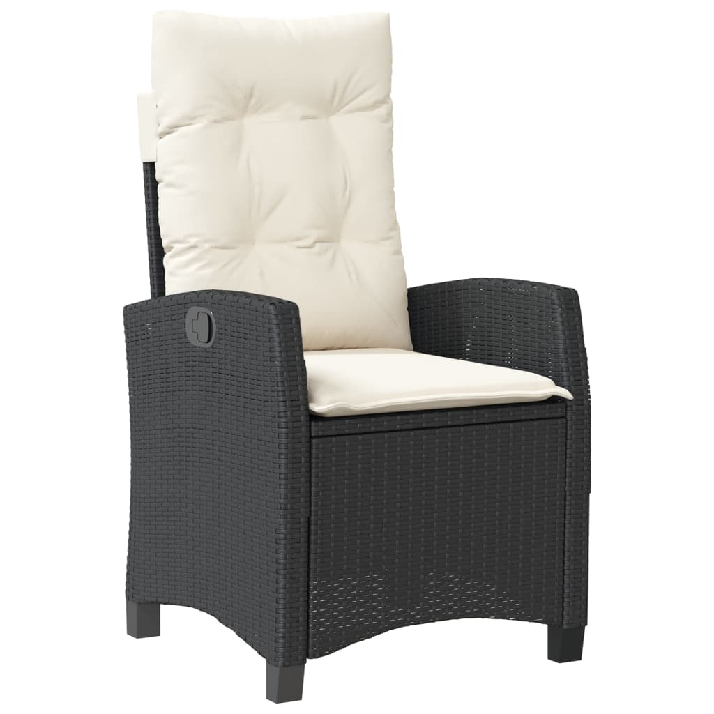 vidaXL Sillón reclinable de jardín con cojines ratán sintético negro