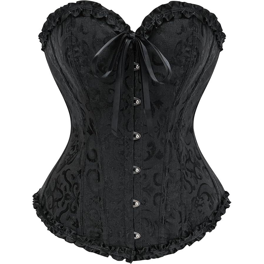 TK Overbust - Corsé para mujer con cordones y huesos de plástico, top bustier