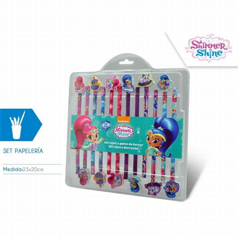 Bolsos Hf Set de Lápices Gomas Shimmer And Shine - Colores Brillantes