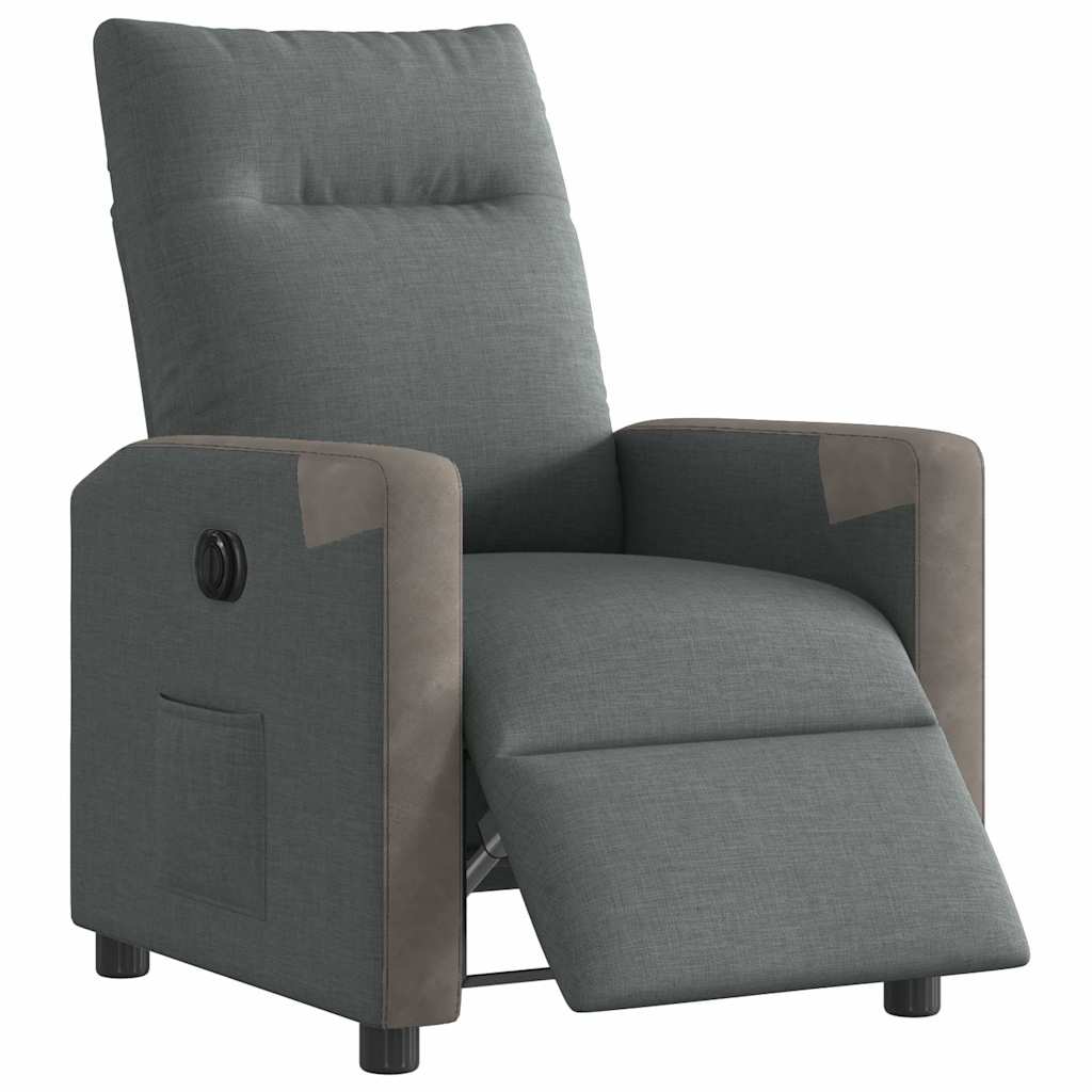 vidaXL Sillón reclinable eléctrico de tela gris oscuro