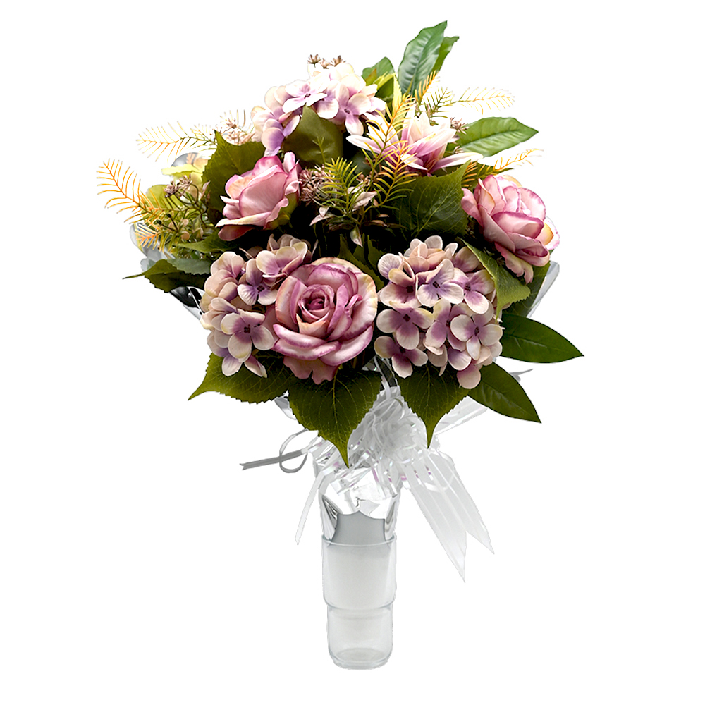 PLUSHOME Flores Artificiales: Elegancia Duradera: ramo Artificiales para Cementerio, Nichos y Sepulturas,Más de 30 Diseños tamaño aproximado 58x45cm,Botes con Liliums Artificiales.