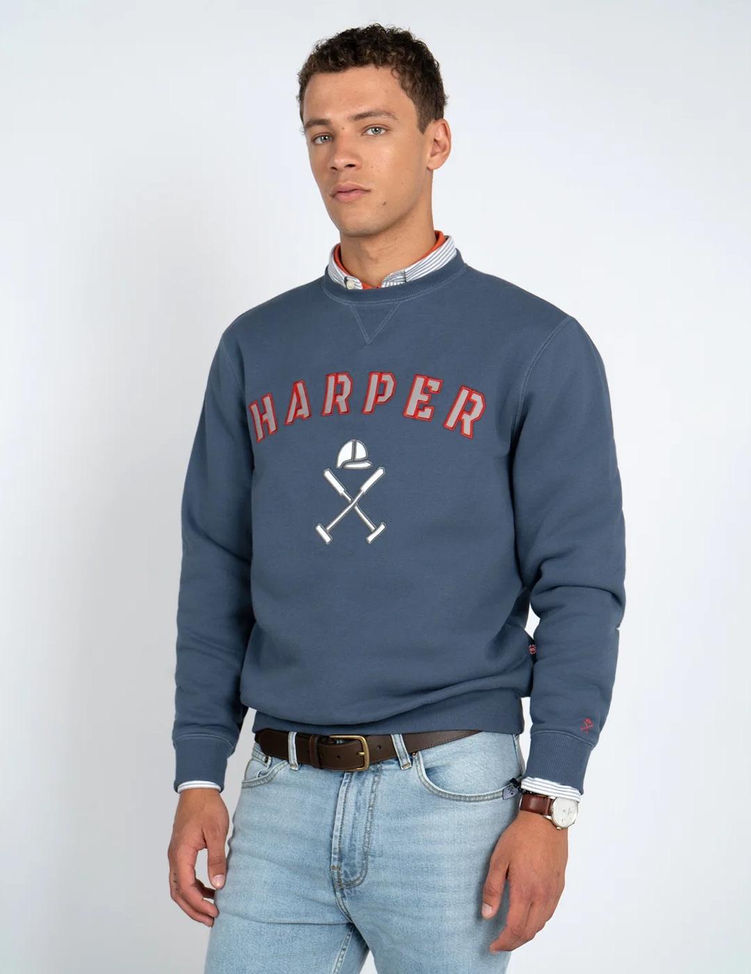 HARPER SUDADERA AZUL CREW NECK RETRO