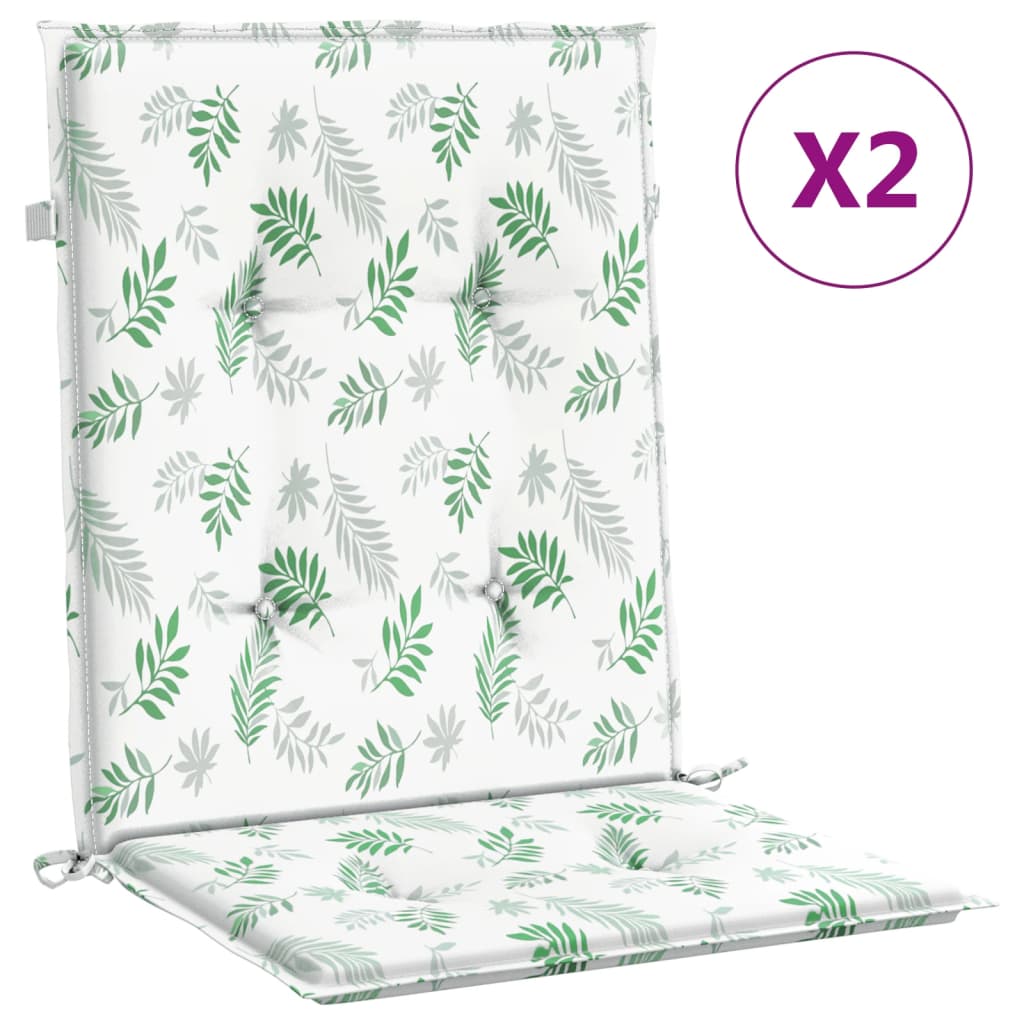 Vidaxl Cojines Silla de Respaldo Bajo 2 Uds | Color Azul y Blanco, Negro y Blanco, Verde y Rosa | Cojín Decorativo Asiento | Tela Resistente Al Agua