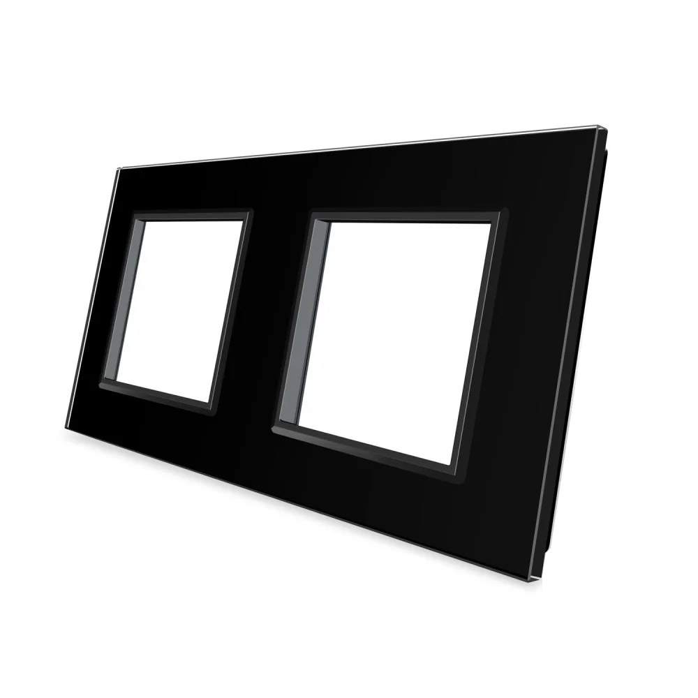 LEDBOX Frontal 2x cristal negro, 2x huecos LIVOLO. Sistemas de control, Mecanismos LIVOLO