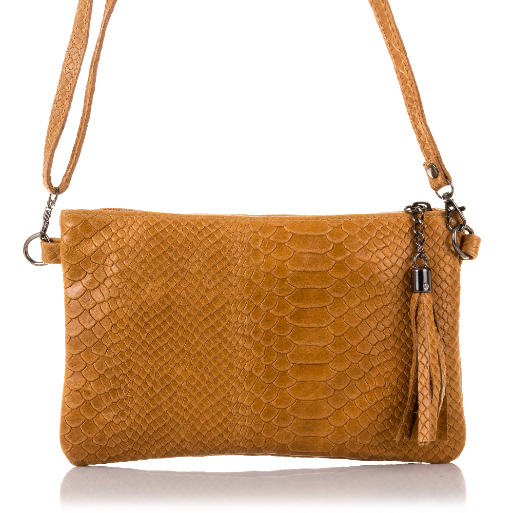 Firenze Artegiani. Deanna Bolso de mano Mujer.Piel auténtica Gamuza Grabado Serpiente . Made in Italy. Vera Pelle Italiana.