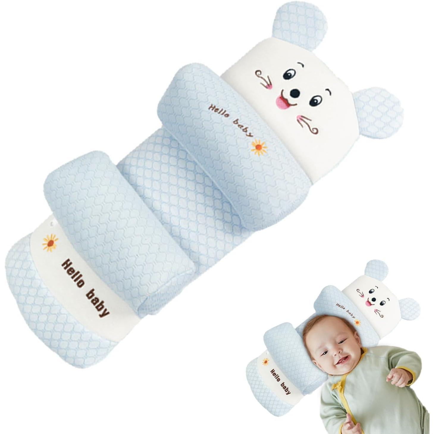 TK Almohada moldeadora de cabeza de Bebé-Almohada para recién nasido para evitar la Cabeza Plana-Suave y transprado-Antiinclinación durante 0-3 años