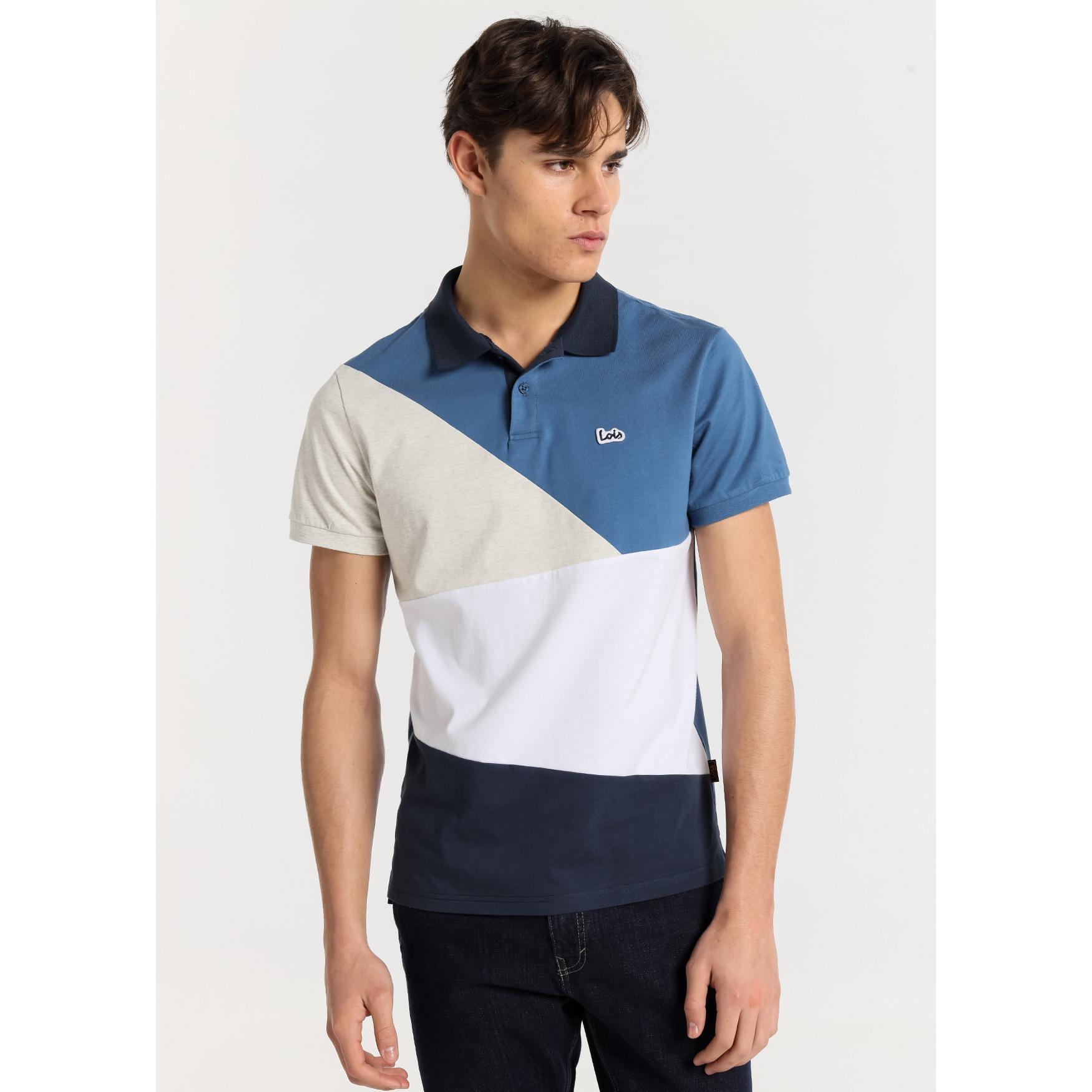 LOIS JEANS - Polo Color Block Blanco