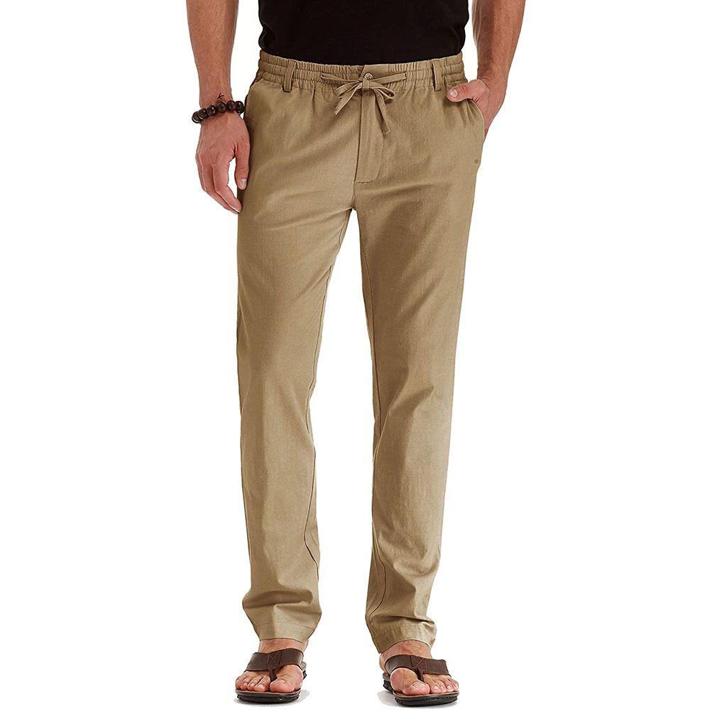 TK Pantalones de hombre de color liso, de moda, informales, holgados y rectos.