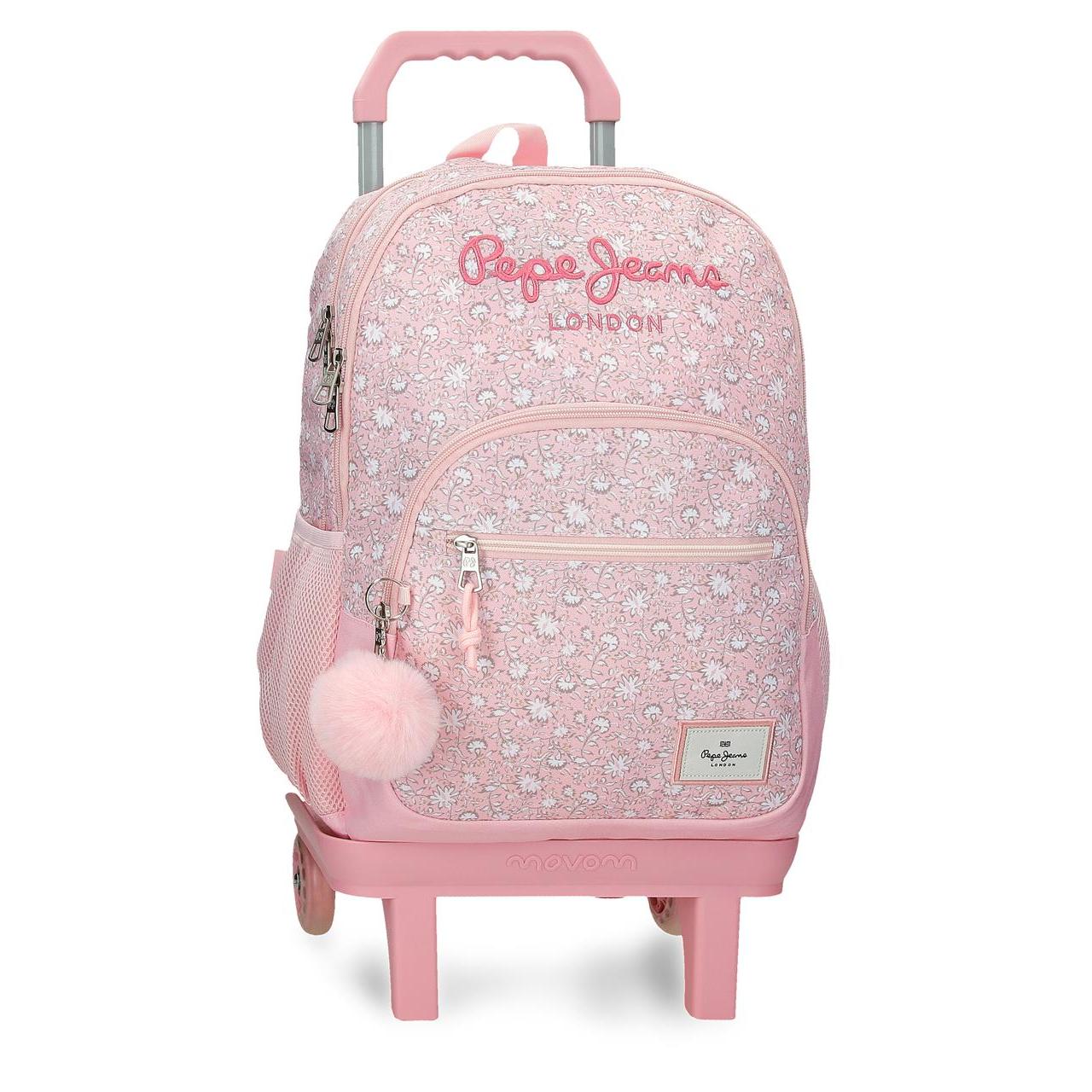 Mochila escolar con carro Pepe Jeans Mia 32x44x22cm Rosa Claro