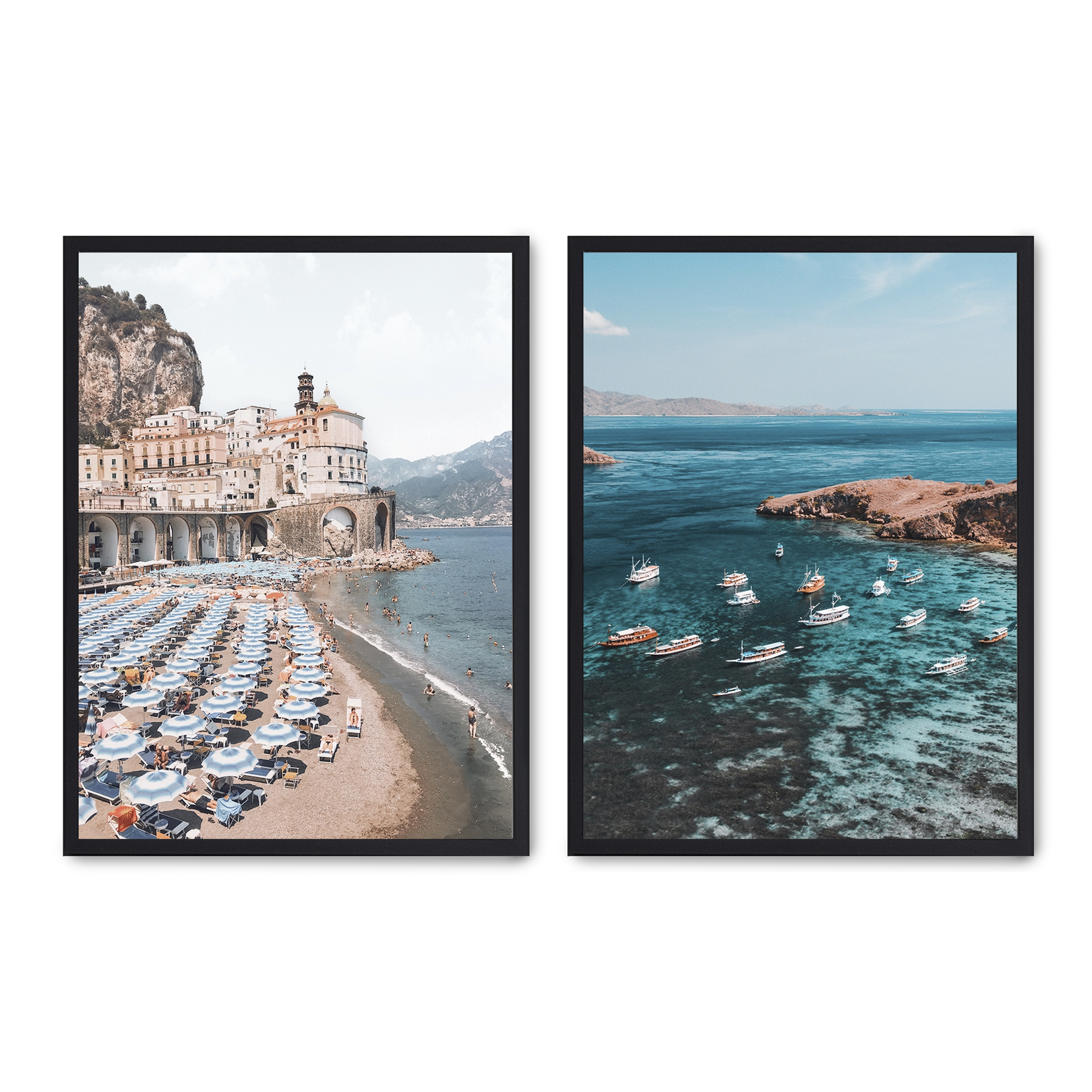 Set compuesto por dos cuadros con marco negro 30x40cm, Póster impreso en papel de calidad premium de 180gr, montado en marco de madera MDF con acabado en color negro, SETS
