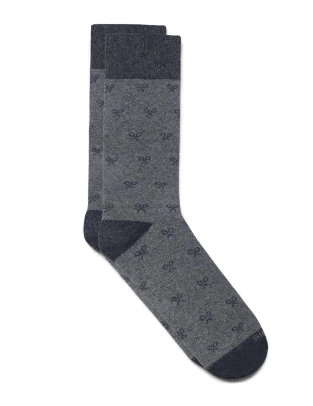 Calcetin Silbon multiraquetas gris logo para hombre