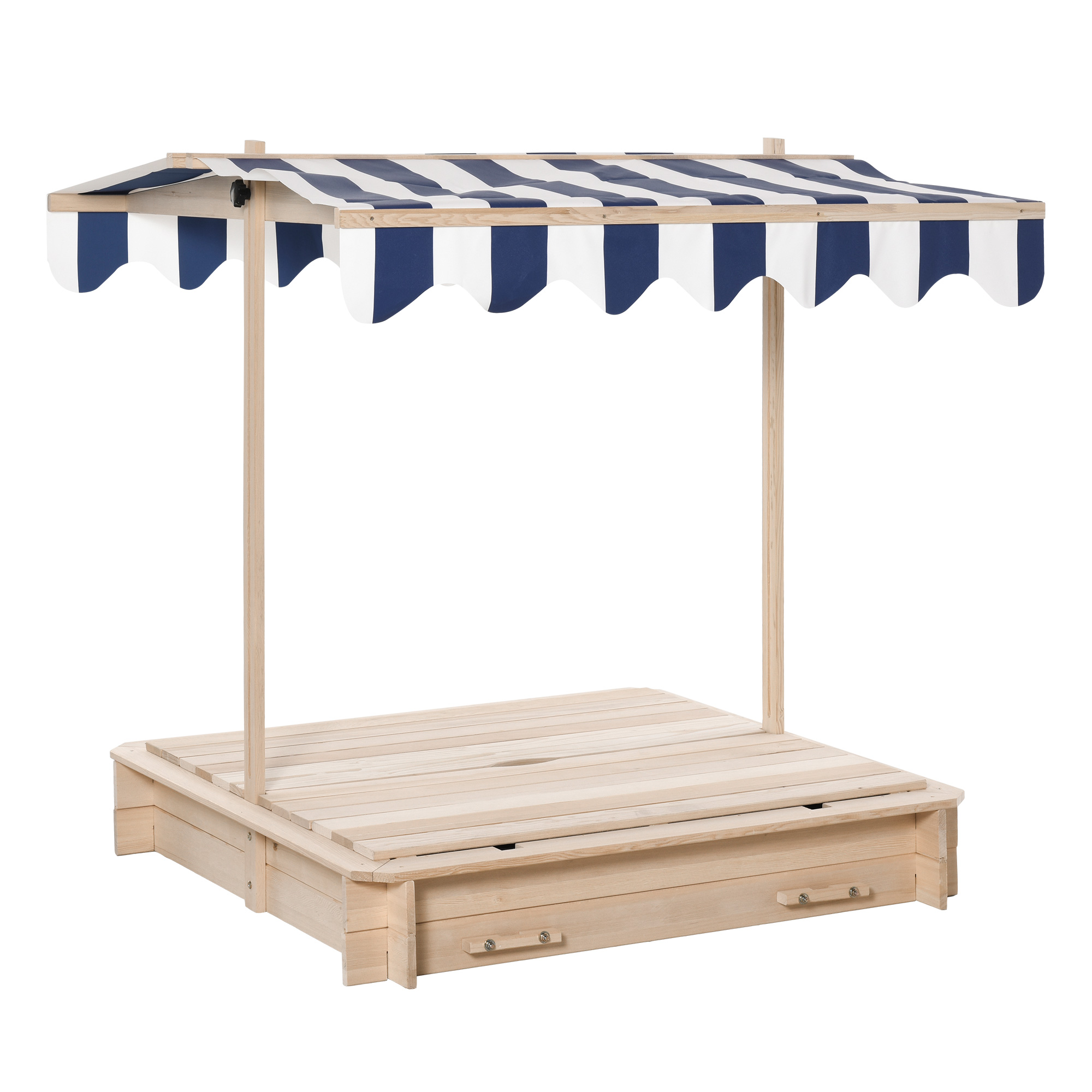Outsunny Arenero de Madera para Niños de +3 Años con Techo Ajustable Desmontable Banco Desmontable y Caja de Arena Carga 50 kg106x106x121 cm