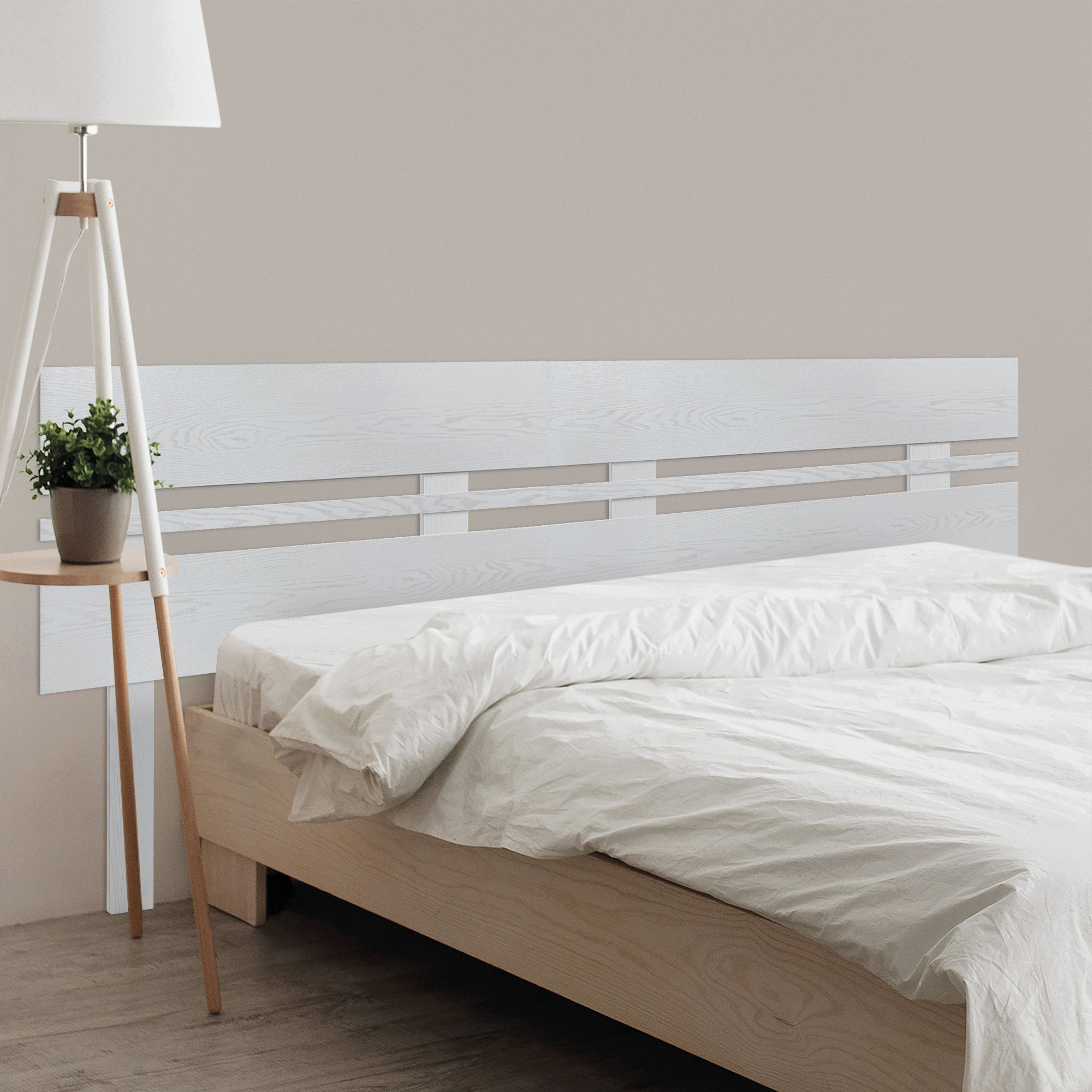 DHOME Cabecero de Madera reciclada DM Horizontal Ancho Dual con Patas Cama Palets Herrajes incluidos